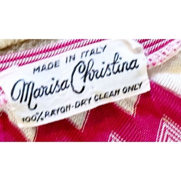 Vintage MARISA CHRISTINA Zig Zag Pink White Made In Italy V Neck Sz SM - Picture 5 of 8